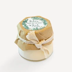 Mini Duftkerze mit Aufkleber "Eukalyptuskranz"