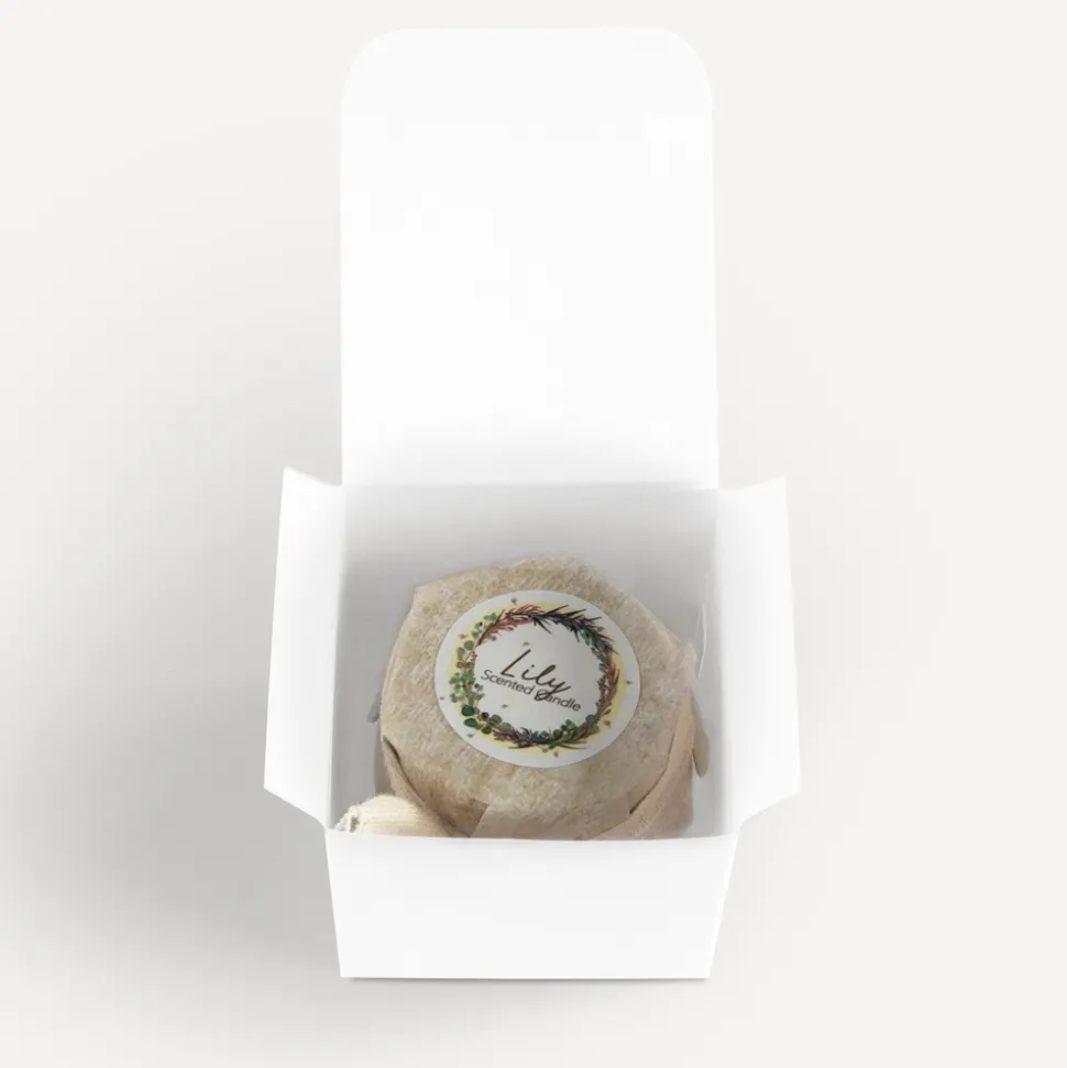 Mini Duftkerze mit Box + Anhänger "Kalligrafie"