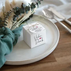 Mini Duftkerze mit Box + Anhänger "Kalligrafie"