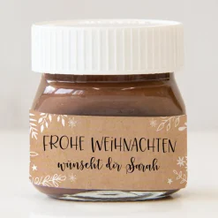 Mini Nutella Glas + Aufkleber Frohe Weihnachten