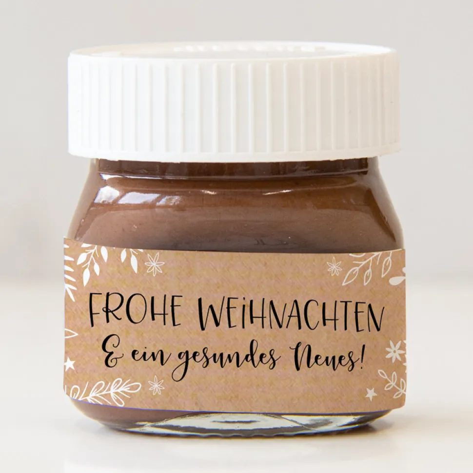 Mini Nutella Glas + Aufkleber Frohe Weihnachten
