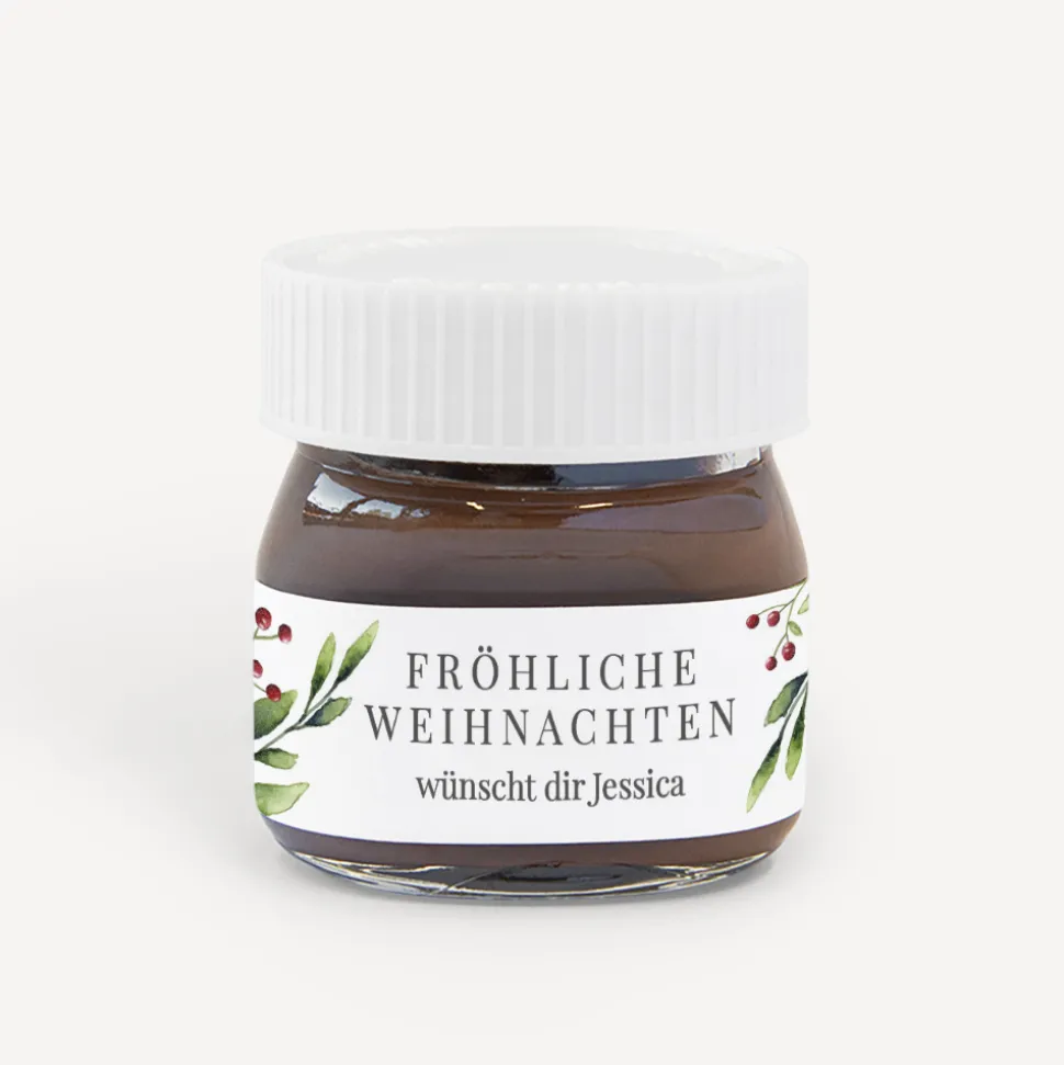 Mini Nutella Glas + Aufkleber Mistelzweig