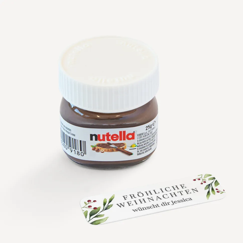 Mini Nutella Glas + Aufkleber Mistelzweig