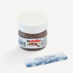 Mini Nutella Glas mit Aufkleber geschäftlich "Winterlandschaft Berge"