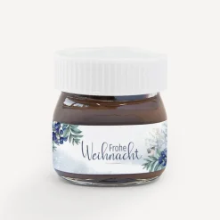 Mini Nutella Glas mit Aufkleber geschäftlich "Winterlandschaft"