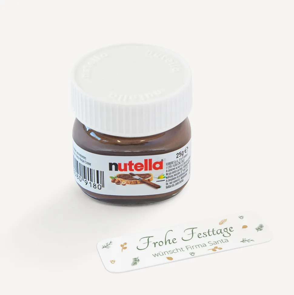 Mini Nutella Glas mit Aufkleber geschäftlich "Winterkranz"