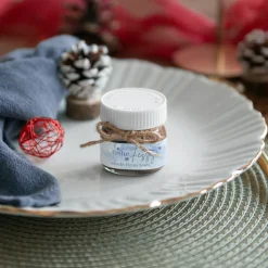 Mini Nutella Glas mit Aufkleber geschäftlich "Schneeflocken"