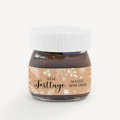 Mini Nutella Glas mit Aufkleber geschäftlich "Frohe Weihnachten"