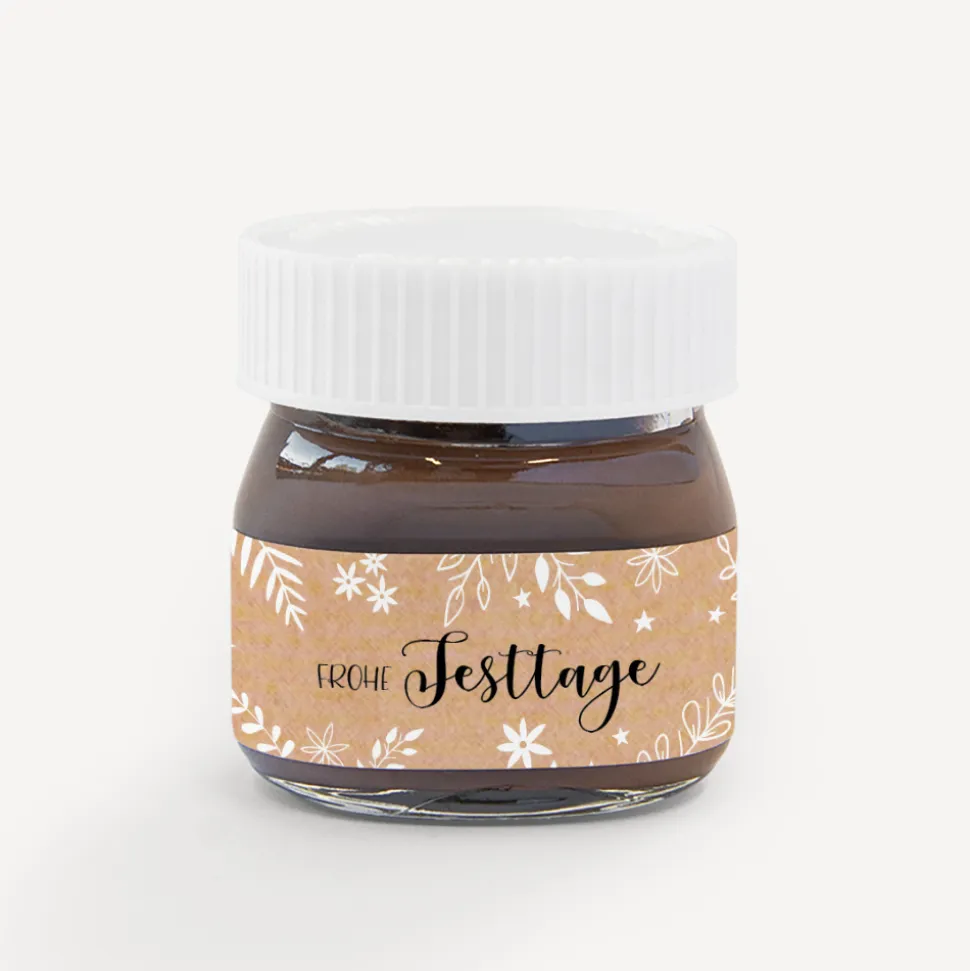 Mini Nutella Glas mit Aufkleber geschäftlich "Frohe Weihnachten"
