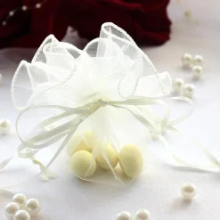 Organzakreis mit Satinband creme
