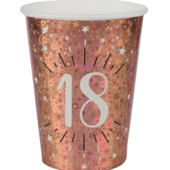 Pappbecher 18. Geburtstag roségold 10 Stück