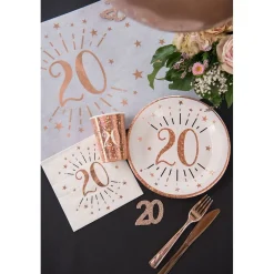 Pappbecher 20. Geburtstag roségold 10 Stück
