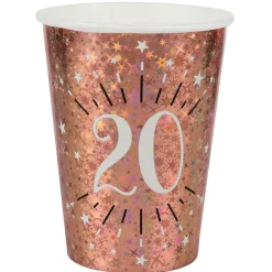 Pappbecher 20. Geburtstag roségold 10 Stück