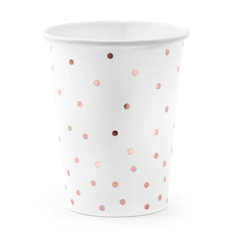 Pappbecher Punkte roségold 6 Stück