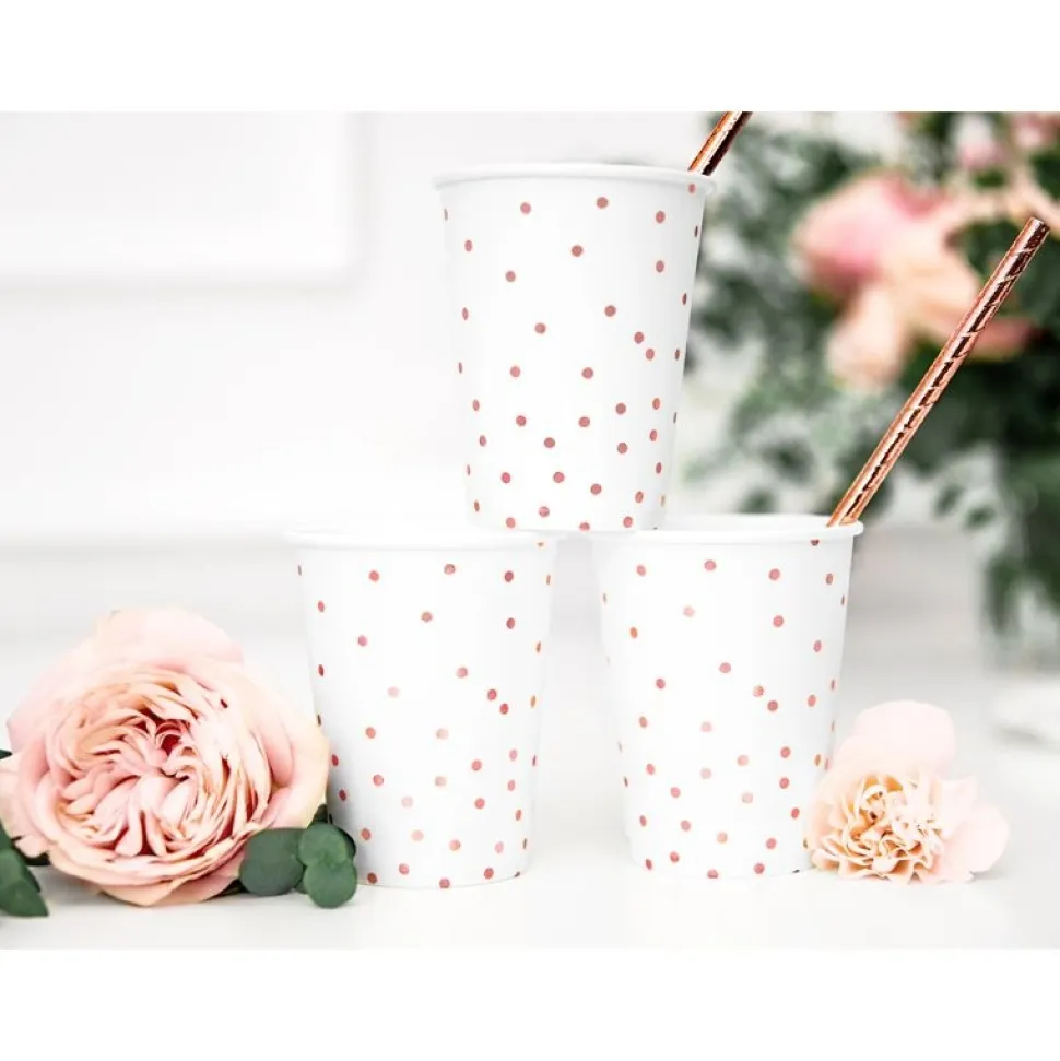 Pappbecher Punkte roségold 6 Stück