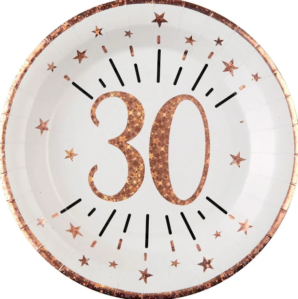 Pappteller 30. Geburtstag roségold 10 Stück
