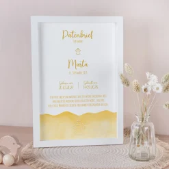 Patenbrief "Aquarell mit Engel gold-gelb"