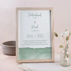 Patenbrief "Aquarell mit Zweig grün"