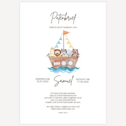 Patenbrief "Arche Noah Aquarell"