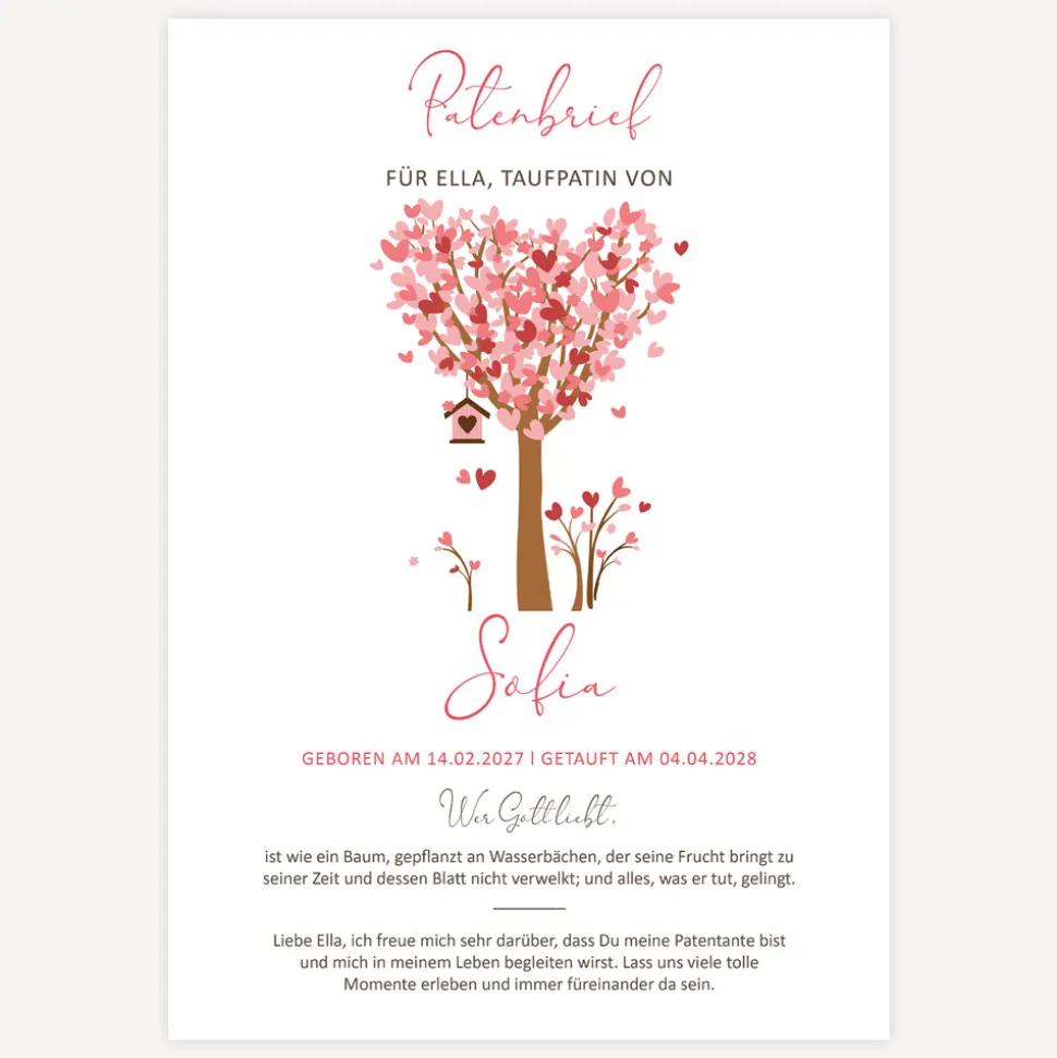 Patenbrief "Baum Herzen"