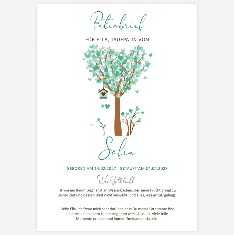 Patenbrief "Baum Herzen"