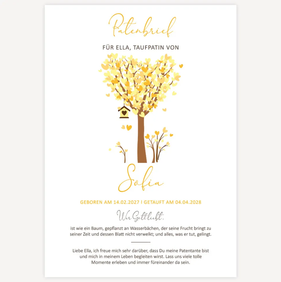 Patenbrief "Baum Herzen"