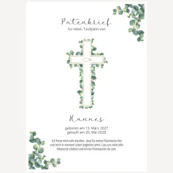Patenbrief "Eukalyptus Kreuz"
