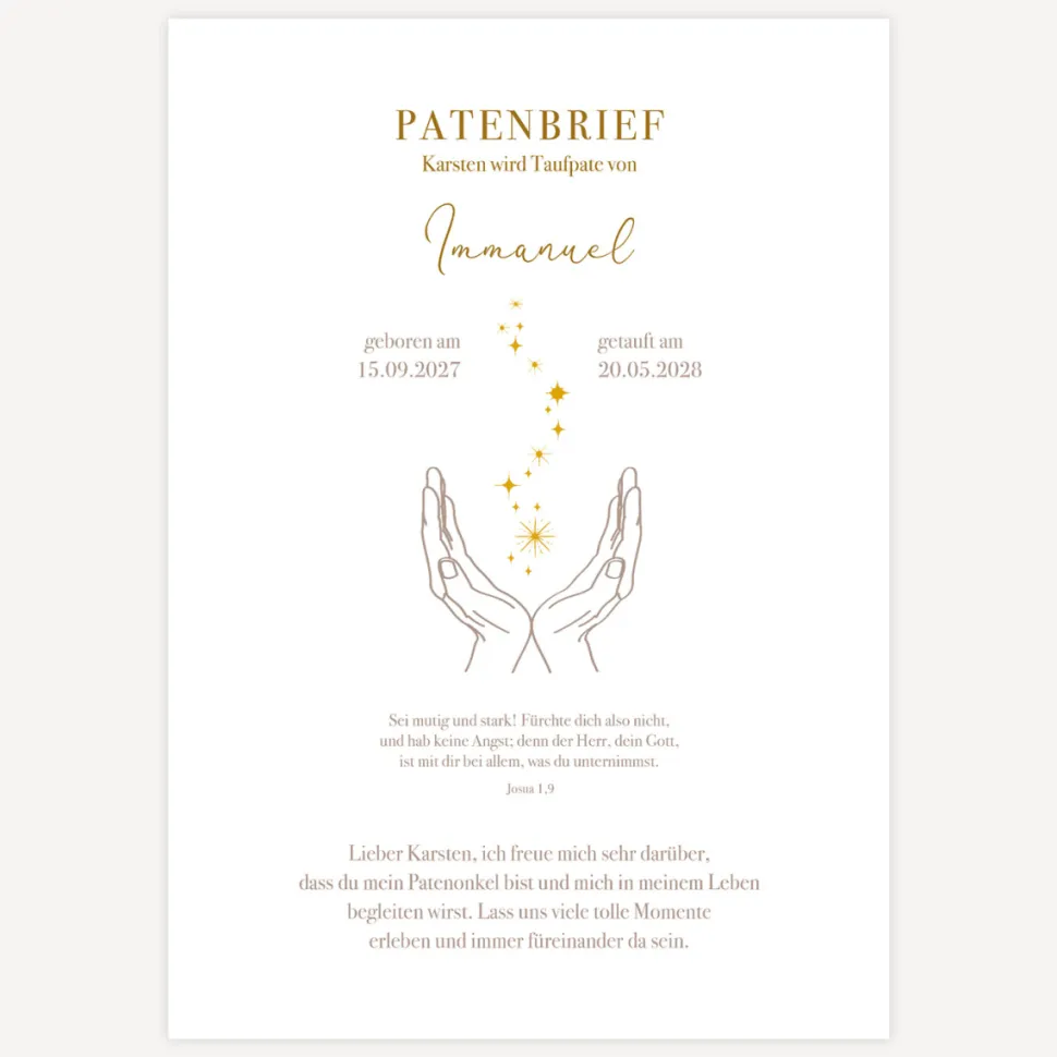 Patenbrief "Hände Sternenzauber"