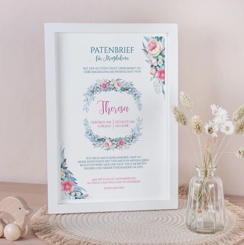 Patenbrief Kranz Aquarell