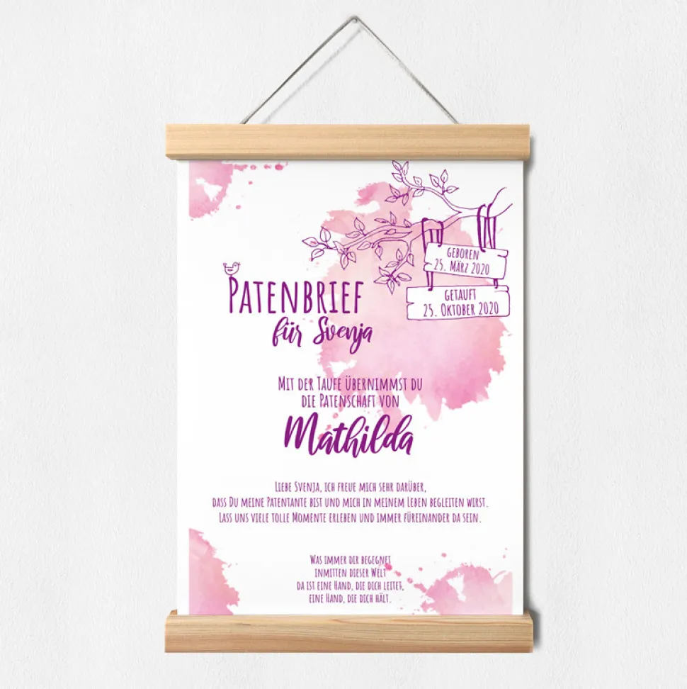 Patenbrief Mädchen Aquarell
