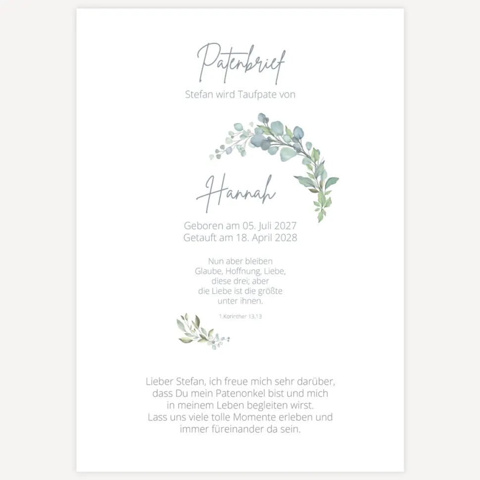 Patenbrief "Naturell"