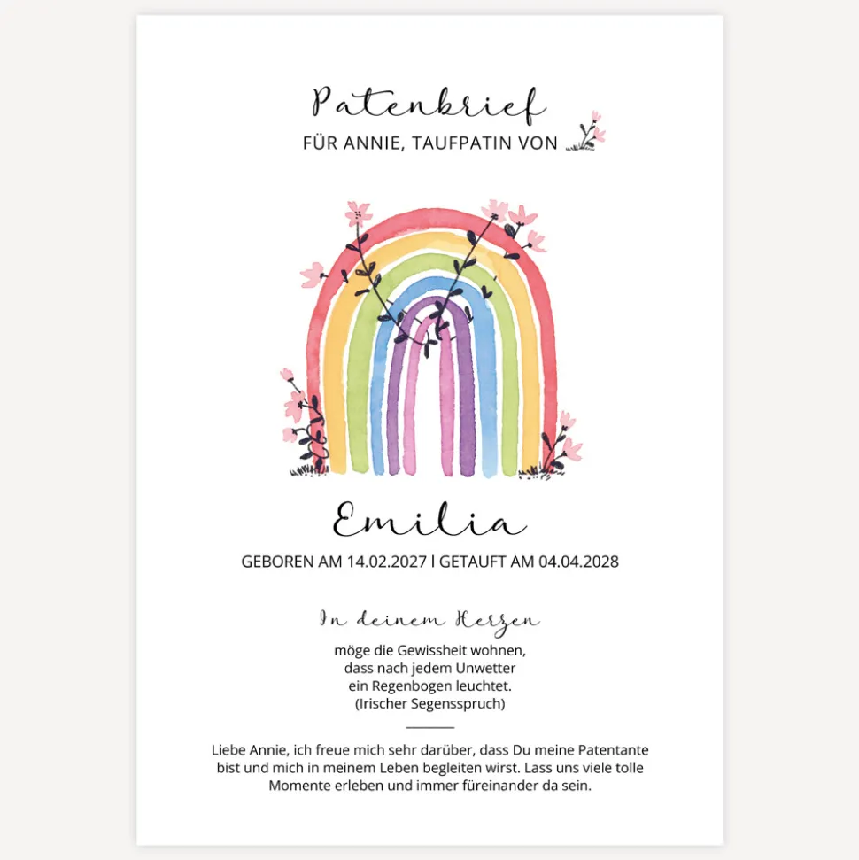 Patenbrief "Regenbogen Vintage"