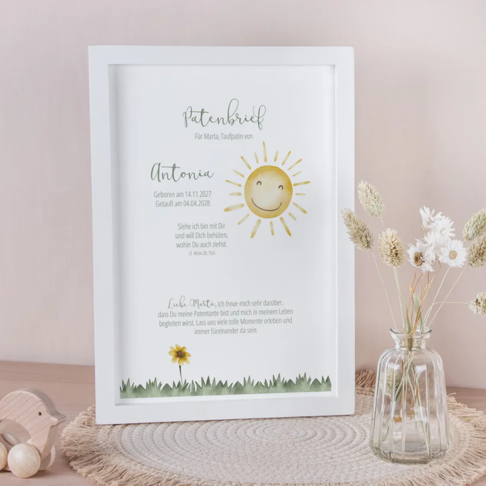 Patenbrief "Sonne mit Blume"