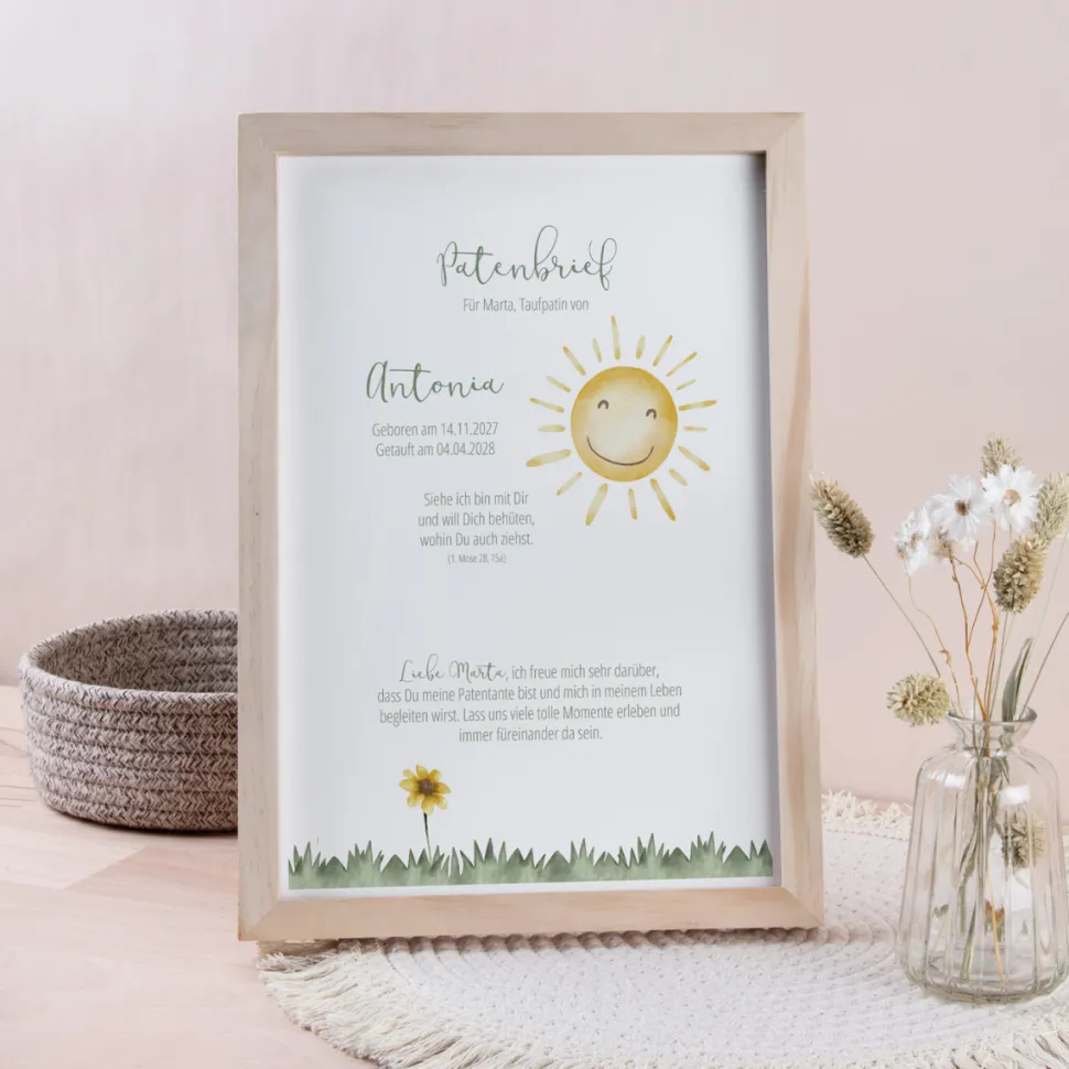 Patenbrief "Sonne mit Blume"