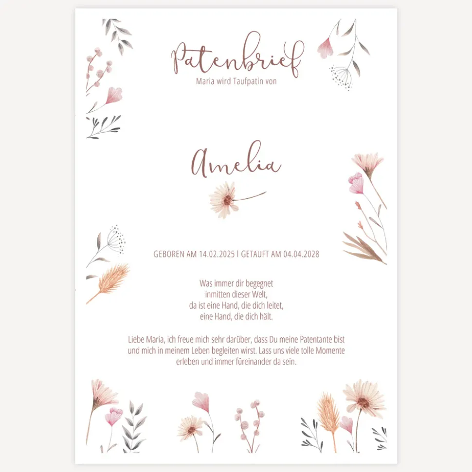 Patenbrief "Wild Flowers"