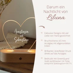 Personalisierte LED-Lampe Herz mit Namen
