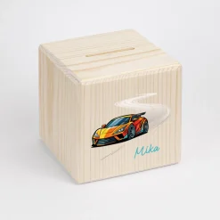 Personalisierte Spardose Kinder "Rennauto"