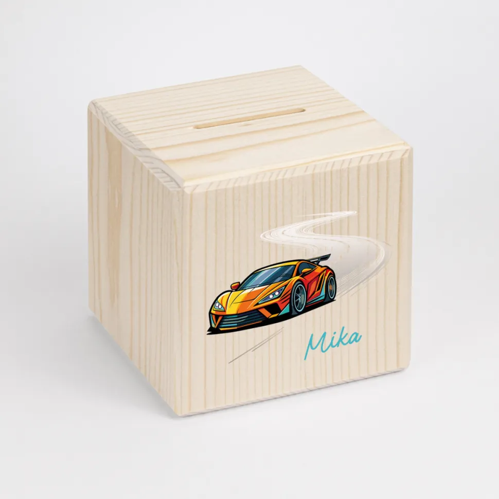 Personalisierte Spardose Kinder "Rennauto"