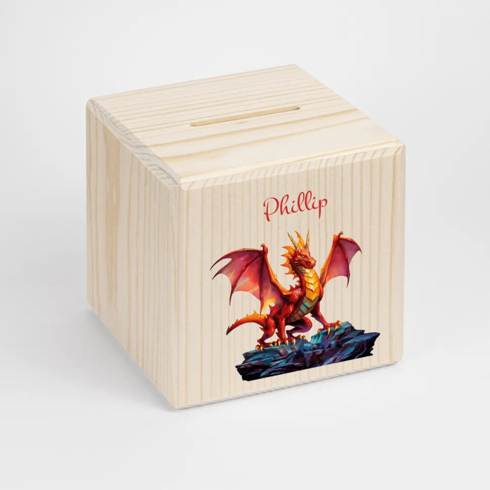 Personalisierte Spardose Kinder "Mächtiger Drache"
