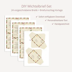 24 personalisierte Wichtelbriefe als Download zum Ausdrucken