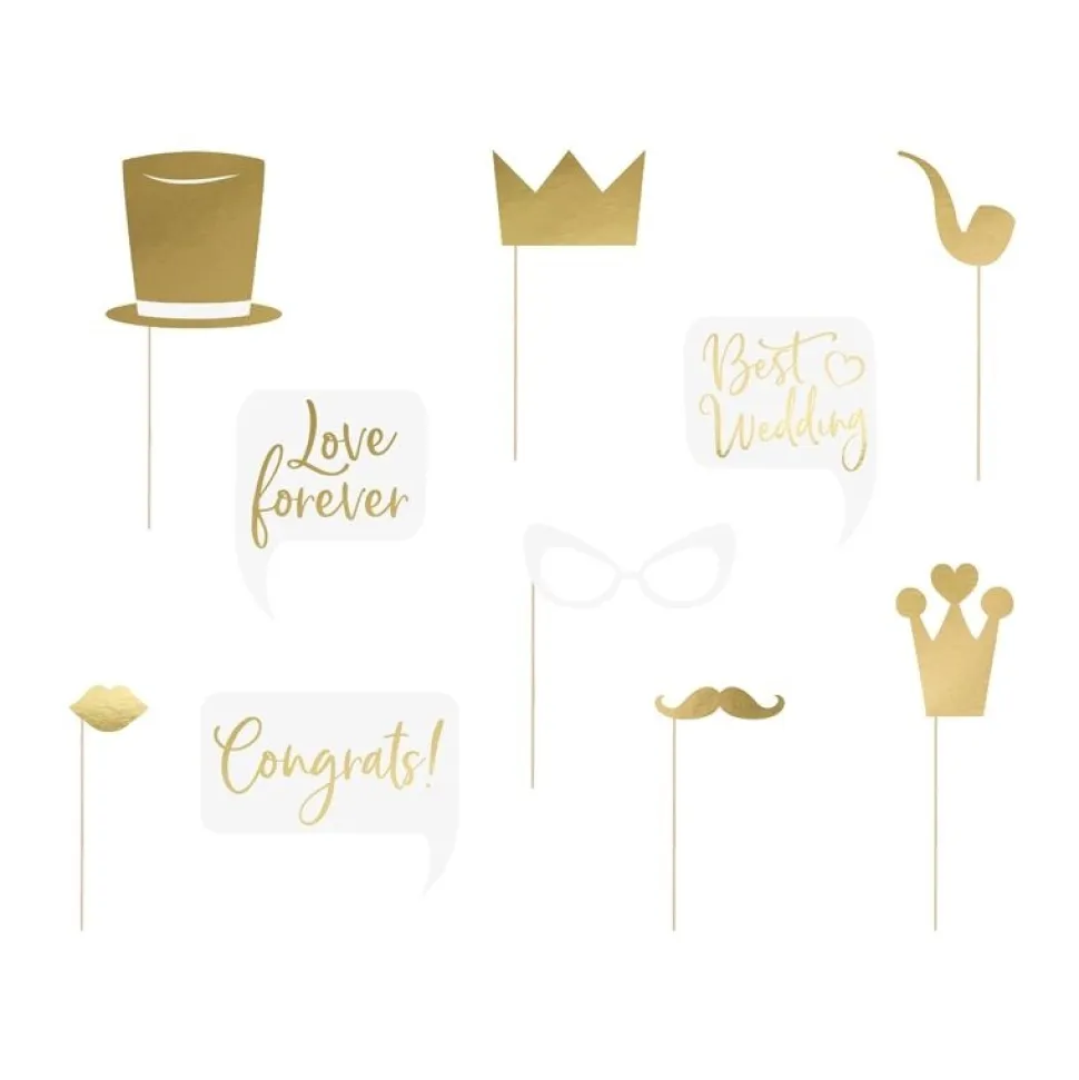Photo Booth Set Gold 10 tlg.