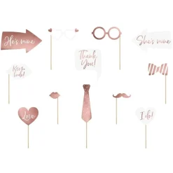Photo Booth Set Roségold 12 tlg.