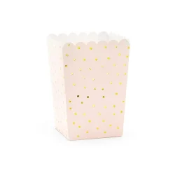 Popcornbecher rosa "Goldene Punkte" 6 Stück
