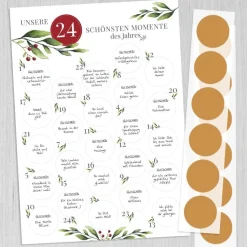 Rubbel Adventskalender mit Text Mistelzweig