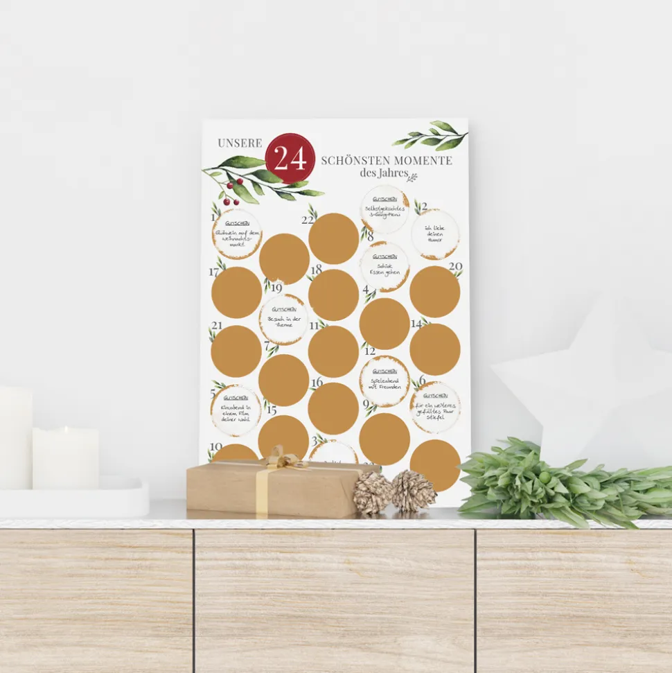 Rubbel Adventskalender mit Text Mistelzweig