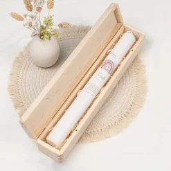 Schmale Kerzenbox Holz "Regenbogen mit Herzen Pastell"