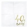 Servietten 40. Geburtstag weiß-gold 20Stück