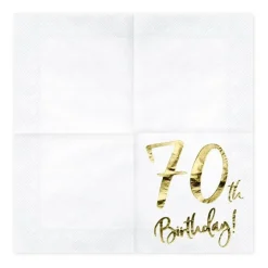 Servietten 70. Geburtstag weiß-gold 20Stück