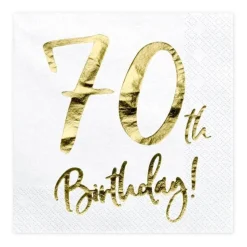 Servietten 70. Geburtstag weiß-gold 20Stück