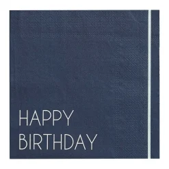 Servietten "Happy Birthday" dunkelblau 16 Stück